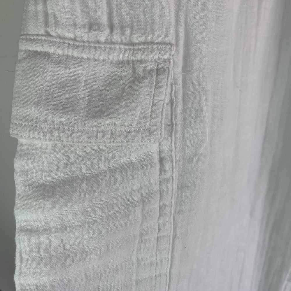 Aeropostale White Gauze Wide Leg Cargo Pants Coastal Beach Lightweight Small - Picture 11 of 14